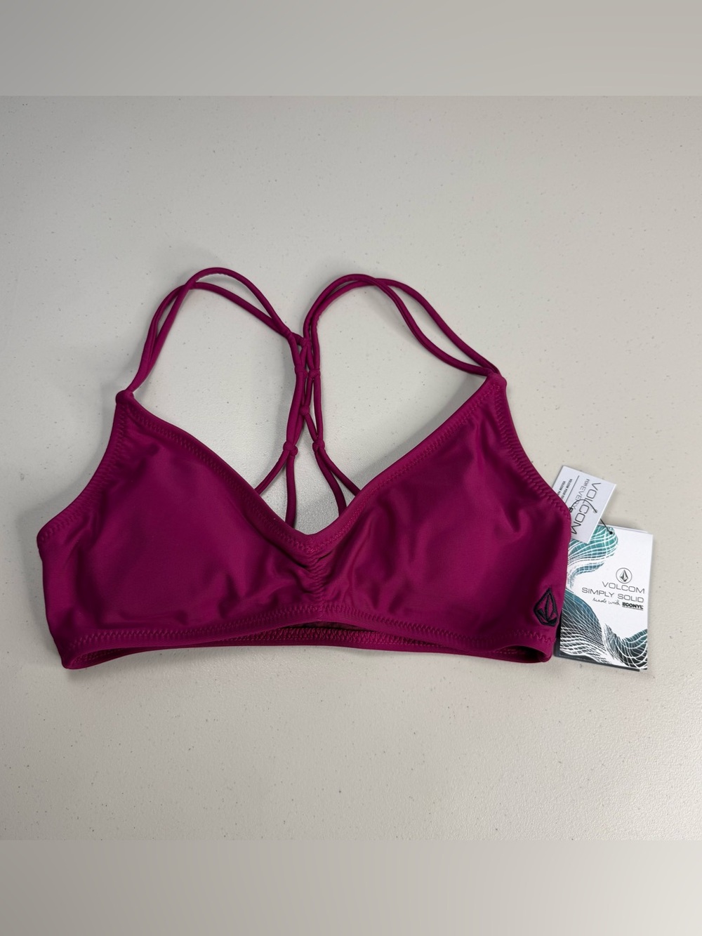 Volcom Bikini Top Simply Solid V Neck XS Magenta